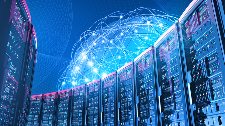 hyperscale data center with holographic network behind
